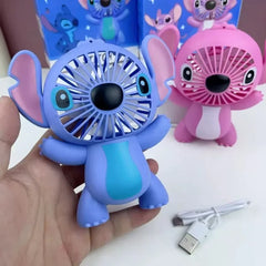 New Anime Lio&Stitch Fan Children Student Kawaii Cartoon Small Fan Boys Girls Summer Portable Cool Fan Kids Gifts Toys