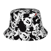 Summer Beach Vacation Getaway Headwear Mickey & Friends Pattern Bucket Hat Women Men Hot Sun Hat Bob Foldable Fisherman Cap
