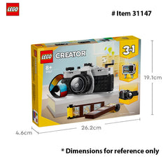 LEGO 31147 Creator 3in1 Retro Camera Toy, Retro Video Camera to Retro TV Set, Photography Gift for Boys and Girls Creative Play