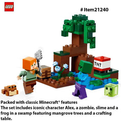 LEGO 21240 Minecraft Adventures in The Swamp, with Alex and Zombie Figures in The Biome, Birthday Gift for Children, 65PCS