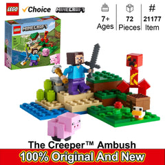 LEGO 21177 Minecraft The Creeper Ambush Building Toy , Pretend Play Zombie Battle, Gift for Kids, Boys and Girls ,72PCS