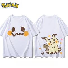 Men's New Pokémon Mimikyu Front and Rear Printed T-shirt Men's and Women's Summer New Loose Casual Versatile Short-sleeved Top