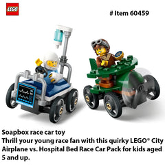 LEGO 60459 City Airplane vs. Hospital Bed Race Car Pack Toy - Boys and Girls, Gift for Birthdays and Holidays 70 PCS