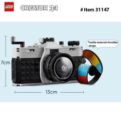 LEGO 31147 Creator 3in1 Retro Camera Toy, Retro Video Camera to Retro TV Set, Photography Gift for Boys and Girls Creative Play