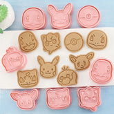 8PCS Set Japan Cartoon Pokemon Figure Anime Cookie Mould Pikachu Psyduck Squirtle Pokeball Kawaii Pattern Mold Biscuit