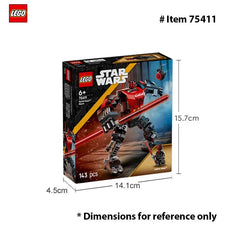 LEGO 75411 Star Wars Darth Maul Mech Building Toy with Pretend Play Lightsaber - Birthday Gift Idea for Boys and Girls, Ages 6+