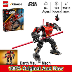 LEGO 75411 Star Wars Darth Maul Mech Building Toy with Pretend Play Lightsaber - Birthday Gift Idea for Boys and Girls, Ages 6+