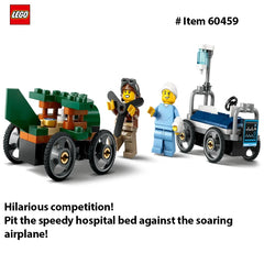 LEGO 60459 City Airplane vs. Hospital Bed Race Car Pack Toy - Boys and Girls, Gift for Birthdays and Holidays 70 PCS