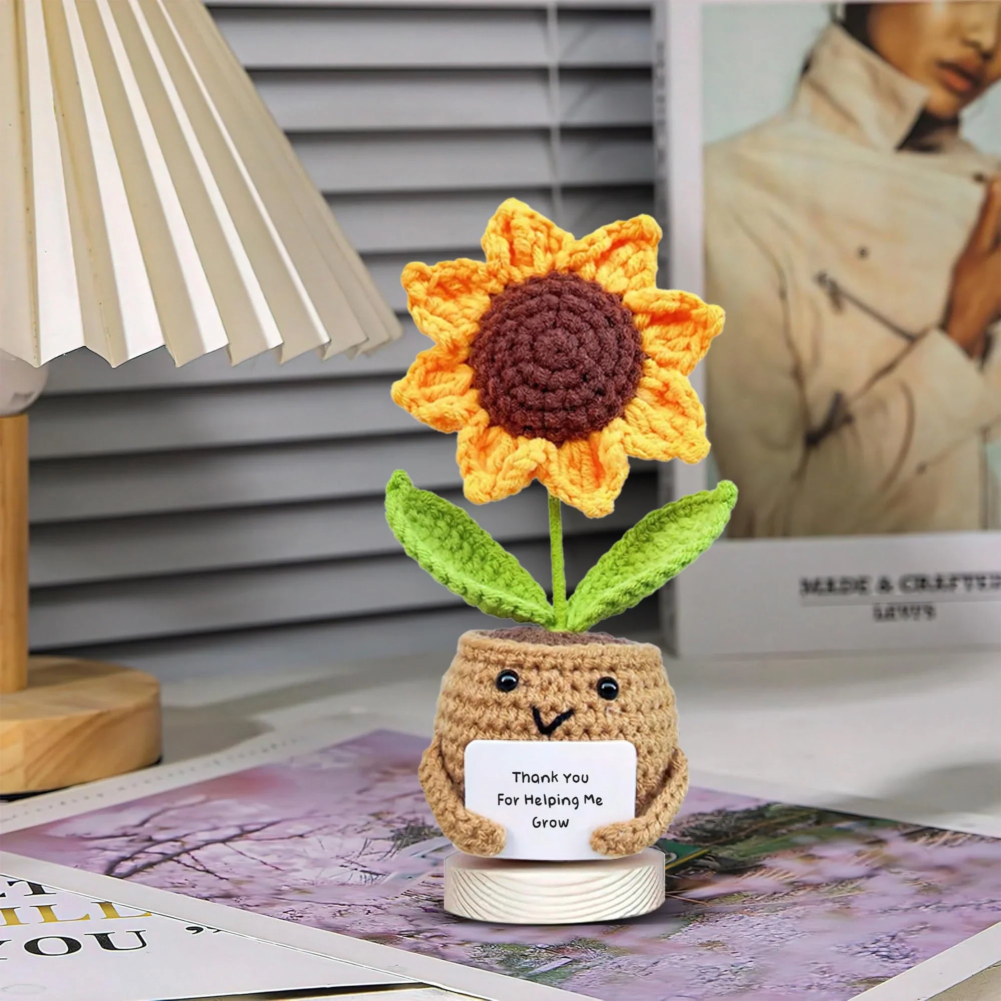 Crocheted Sunflower Potted Plant Gif