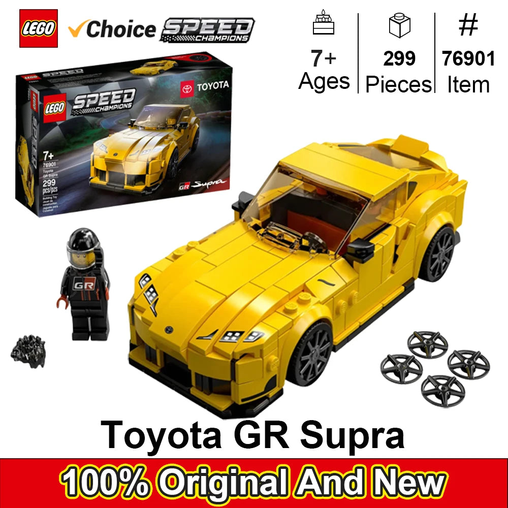 LEGO 76901Speed Champions Toyota GR Supra  Collectible Sports Car Toy Building Set with Racing Driver Minifigure