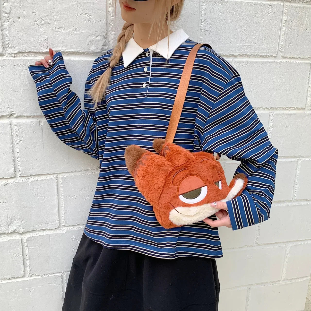 Zootopia 2 Nick Plush Cosplay Bag Large Capacity Soft Furry Shoulder Bag Daily Casual Travel Storage Purse Anime Periphery Gift