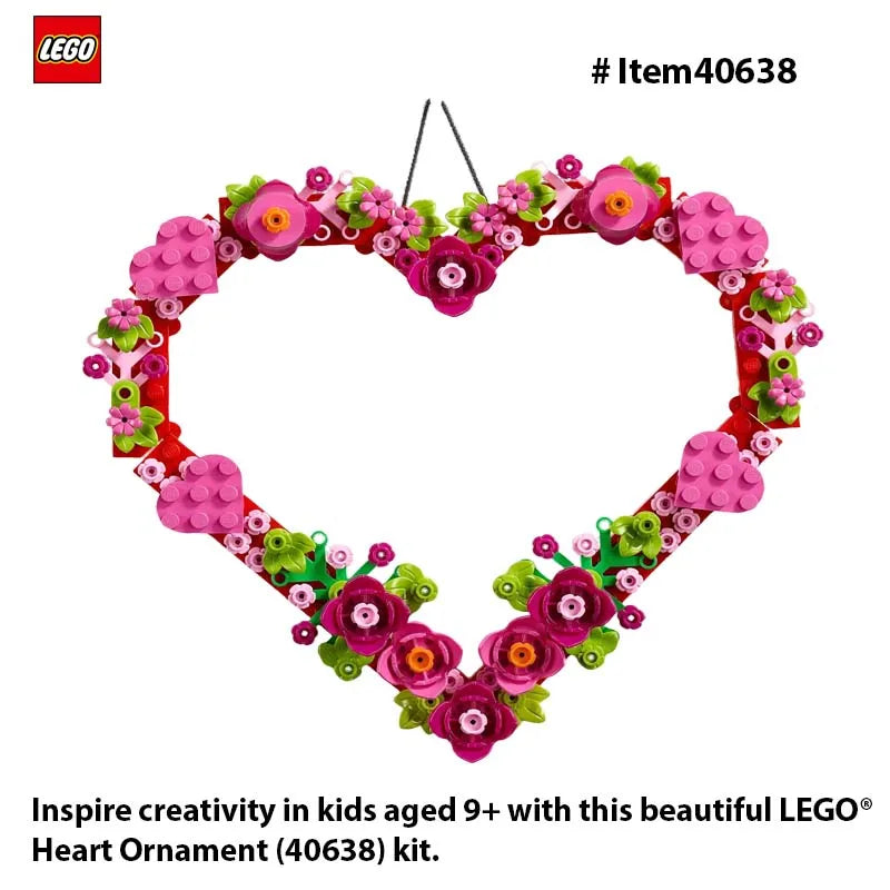 LEGO 40638 Heart Ornament Building Toy Set  - Gift for Valentines Day for Kids - Display on The Wall as Home Decoration