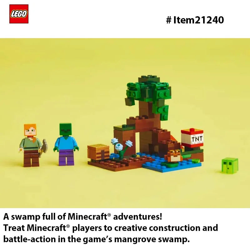 LEGO 21240 Minecraft Adventures in The Swamp, with Alex and Zombie Figures in The Biome, Birthday Gift for Children, 65PCS