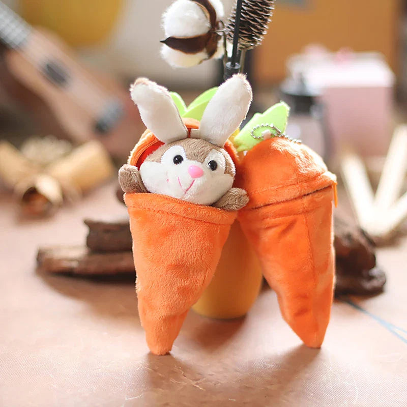 Reversible Easter Bunny Carrot Plush Keychain