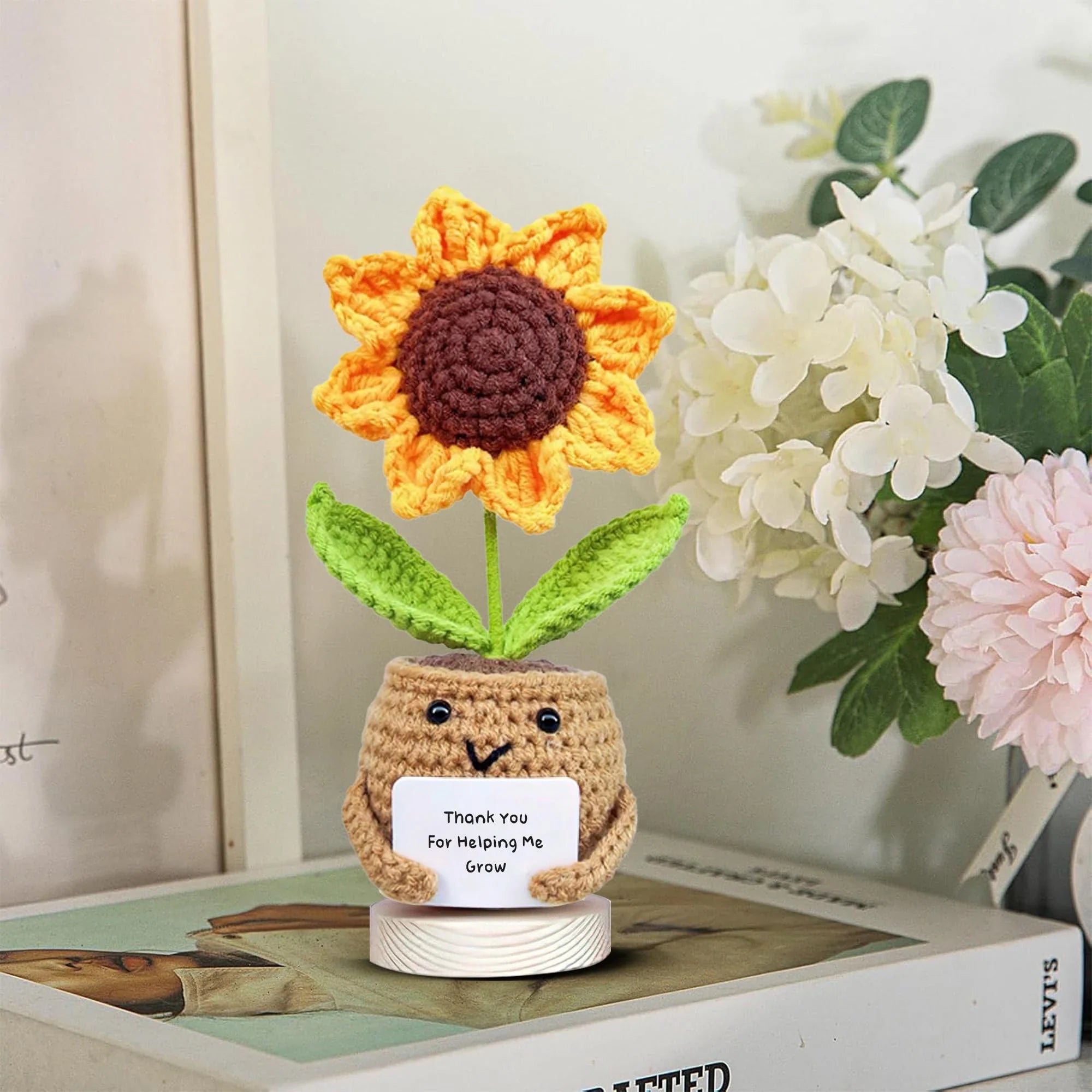 Crocheted Sunflower Potted Plant Gif