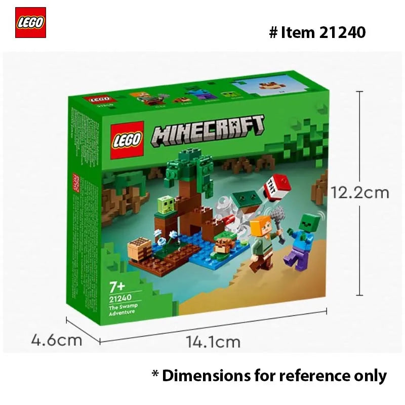LEGO 21240 Minecraft Adventures in The Swamp, with Alex and Zombie Figures in The Biome, Birthday Gift for Children, 65PCS