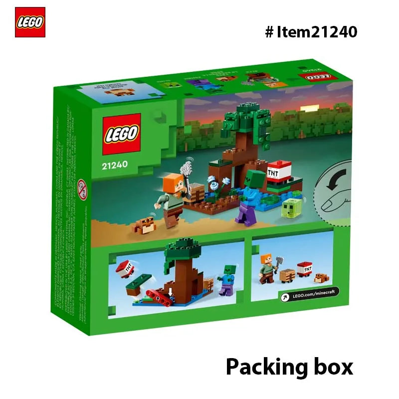 LEGO 21240 Minecraft Adventures in The Swamp, with Alex and Zombie Figures in The Biome, Birthday Gift for Children, 65PCS