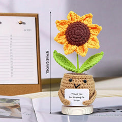 Crocheted Sunflower Potted Plant Gif