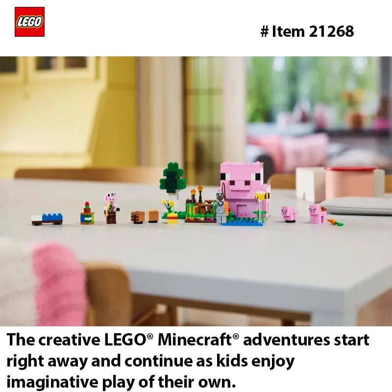 LEGO 21268 The Baby Pig House is the ideal toy for Minecraft® players with a passion for home-building, animals and farms 238PCS