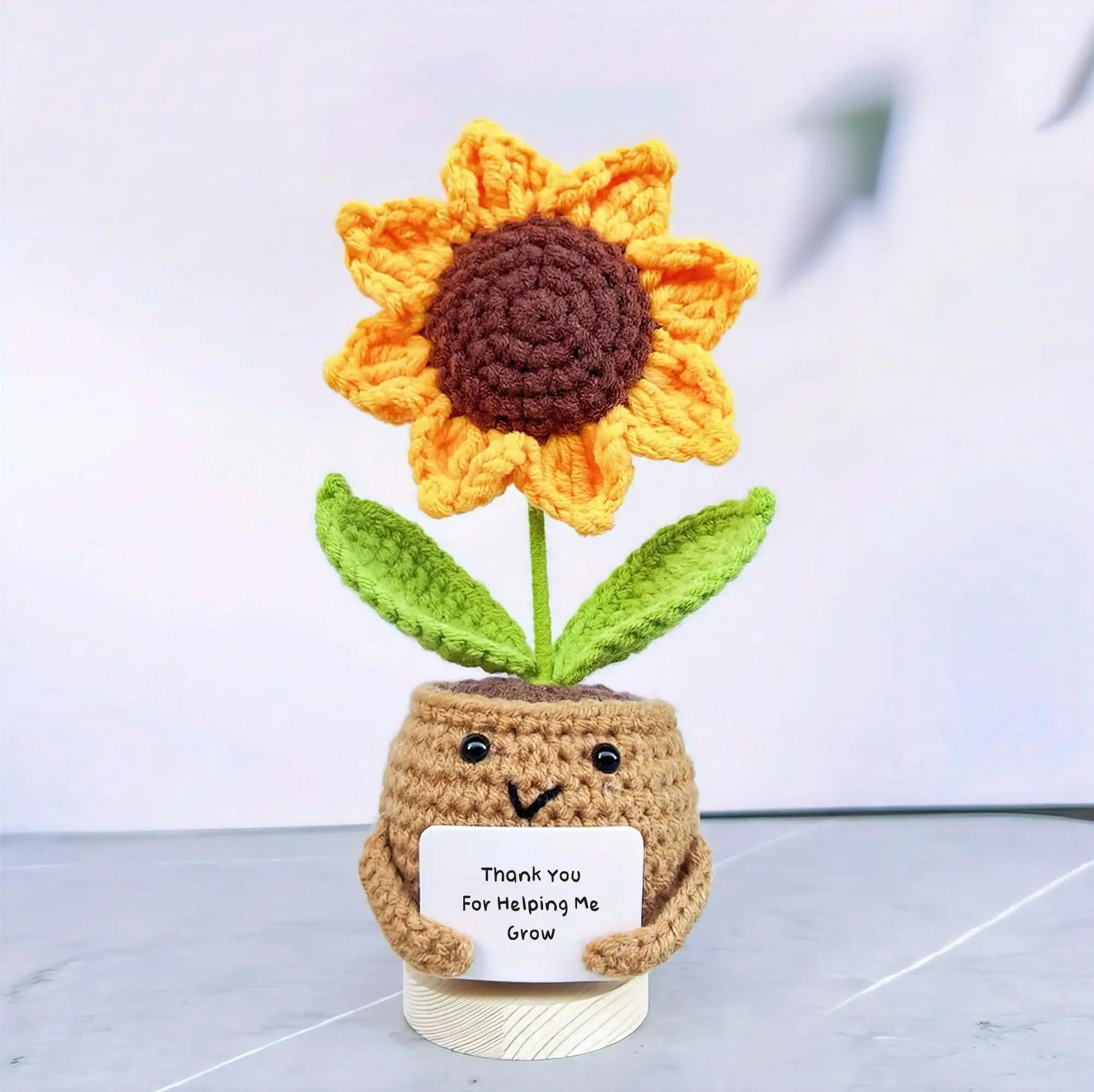Crocheted Sunflower Potted Plant Gif