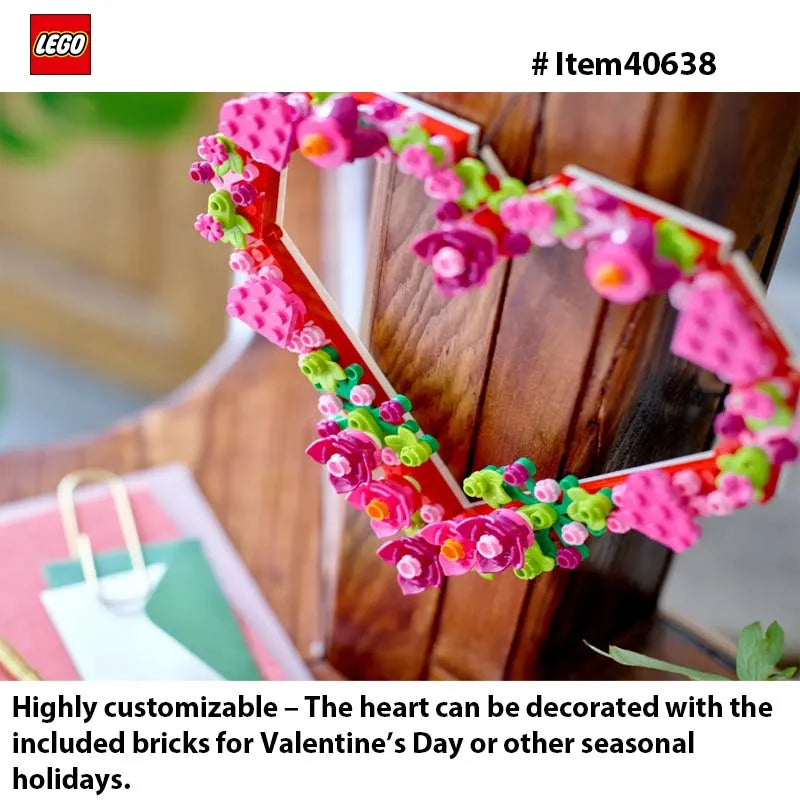 LEGO 40638 Heart Ornament Building Toy Set  - Gift for Valentines Day for Kids - Display on The Wall as Home Decoration