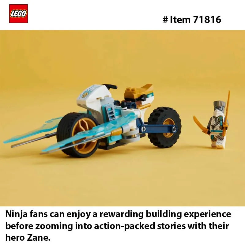 LEGO 71816 NINJAGO Zane’s Ice Motorcycle Toy with 1 Minifigure Included, Buildable Model Vehicle, Ninja Gift for Kids Ages 7