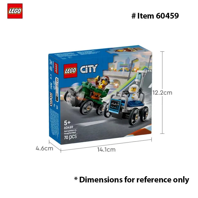LEGO 60459 City Airplane vs. Hospital Bed Race Car Pack Toy - Boys and Girls, Gift for Birthdays and Holidays 70 PCS