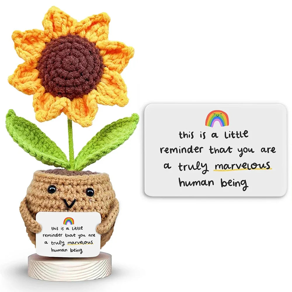 Crocheted Sunflower Potted Plant Gif