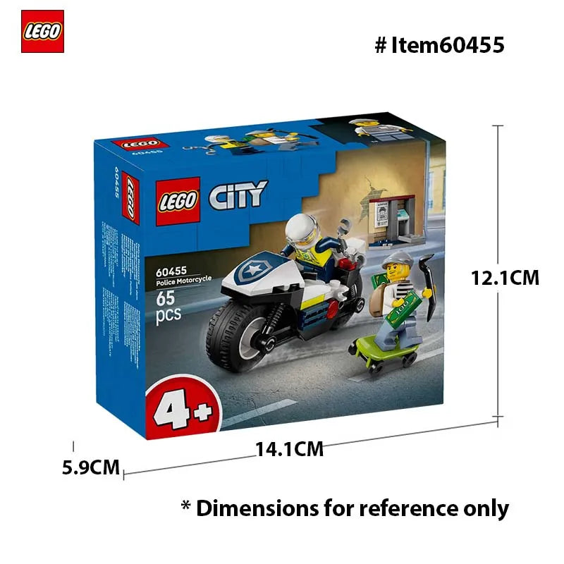 LEGO 60455 City Police Motorcycle Chase Building Toy for Kids - Pretend Play Building Blocks for Boys&Girls,Gift for Birthdays