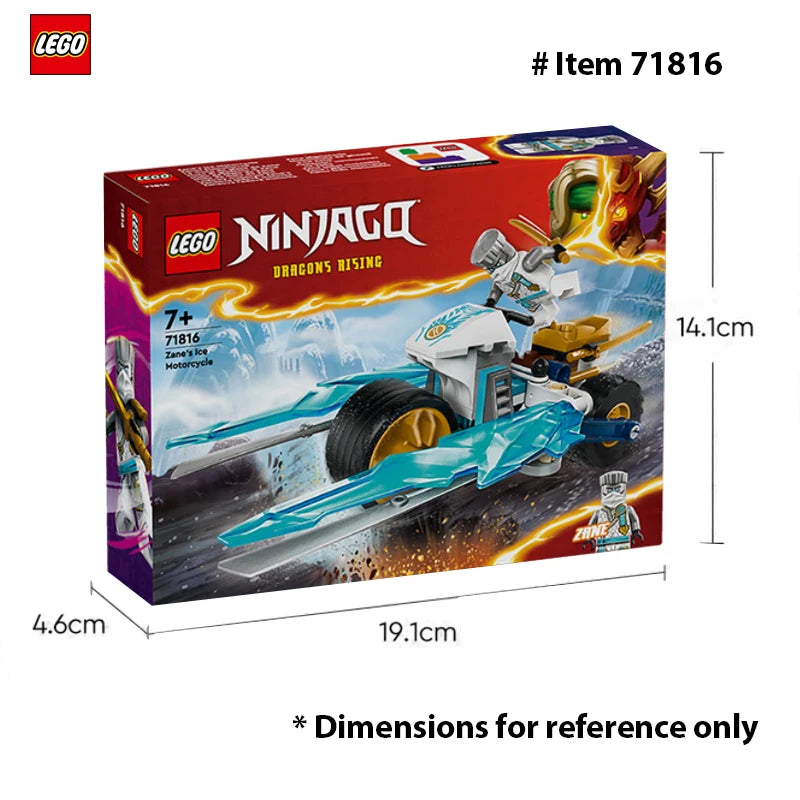 LEGO 71816 NINJAGO Zane’s Ice Motorcycle Toy with 1 Minifigure Included, Buildable Model Vehicle, Ninja Gift for Kids Ages 7