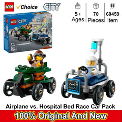 LEGO 60459 City Airplane vs. Hospital Bed Race Car Pack Toy - Boys and Girls, Gift for Birthdays and Holidays 70 PCS
