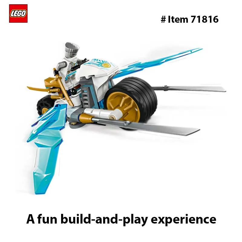 LEGO 71816 NINJAGO Zane’s Ice Motorcycle Toy with 1 Minifigure Included, Buildable Model Vehicle, Ninja Gift for Kids Ages 7