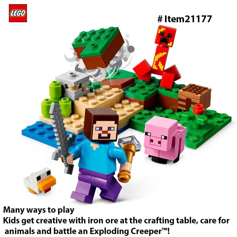 LEGO 21177 Minecraft The Creeper Ambush Building Toy , Pretend Play Zombie Battle, Gift for Kids, Boys and Girls ,72PCS