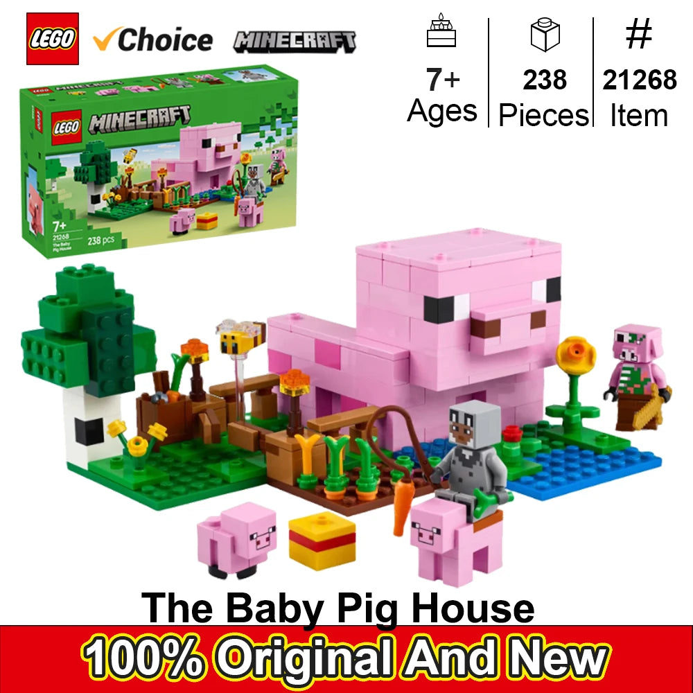 LEGO 21268 The Baby Pig House is the ideal toy for Minecraft® players with a passion for home-building, animals and farms 238PCS