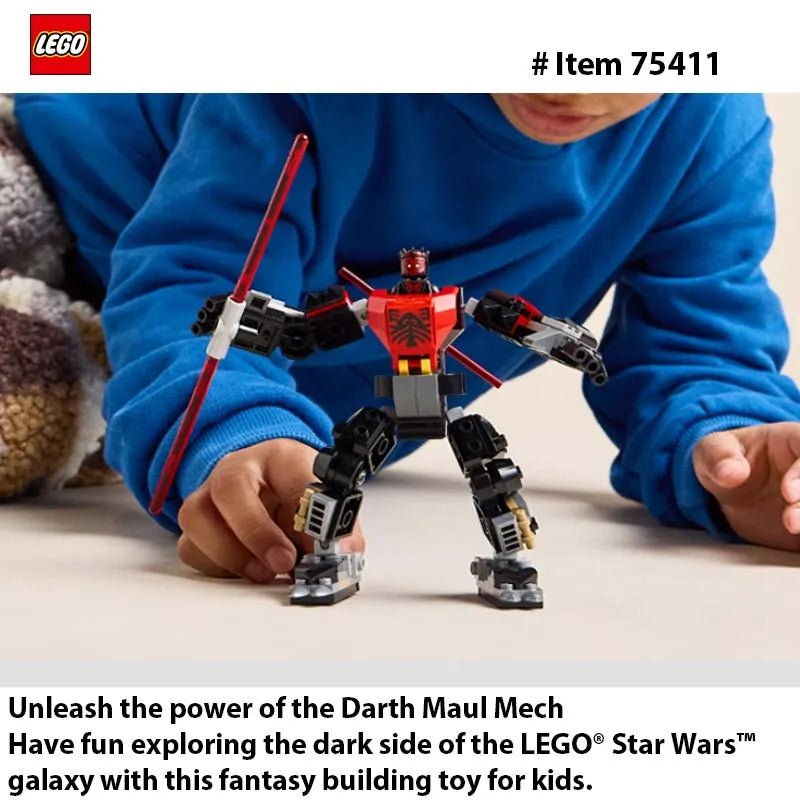 LEGO 75411 Star Wars Darth Maul Mech Building Toy with Pretend Play Lightsaber - Birthday Gift Idea for Boys and Girls, Ages 6+