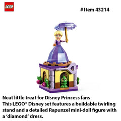LEGO 43214  Disney Princess Twirling Rapunzel  Building Toy with Diamond Dress Mini-Doll and Pascal The Chameleon Figure
