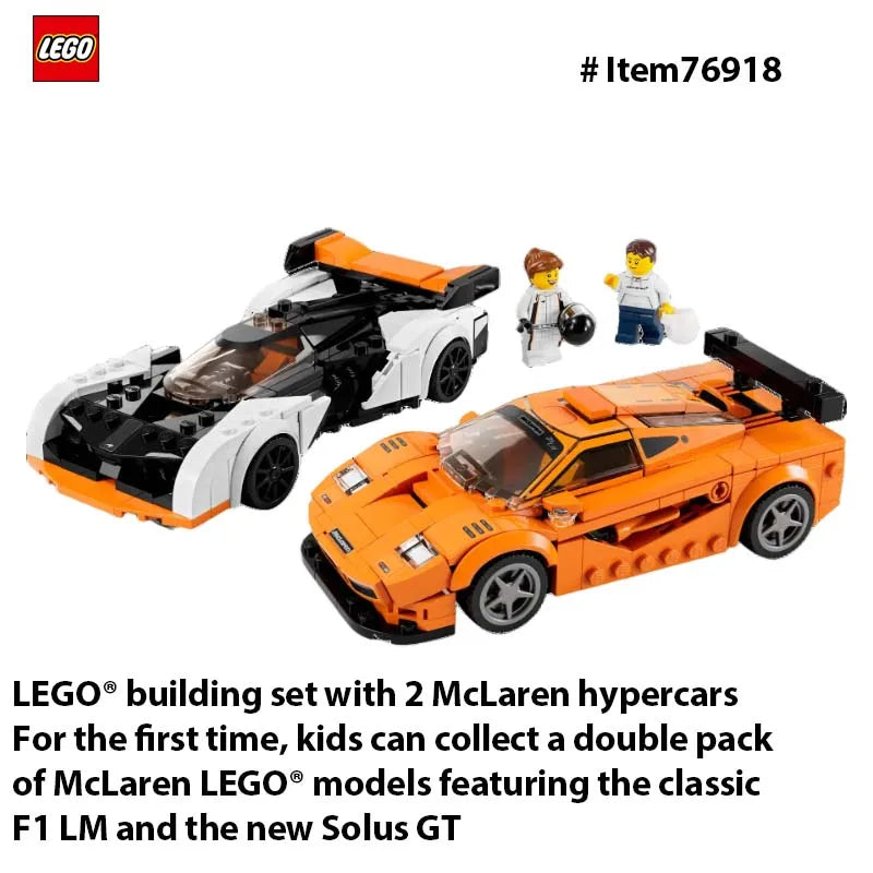 LEGO 76918 Speed Champion McLaren Solus GT & McLaren F1 LM  Toy Blocks, Present, Vehicle,  Boys and girl, Ages 9 and Up，581PCS