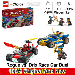 LEGO 71840 NINJAGO® Rogue vs. Drix Race Car Duel playset. This hero toy battle set lets imaginative children，111PCS