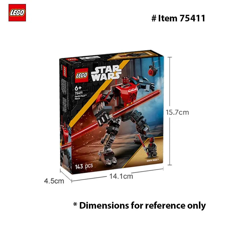 LEGO 75411 Star Wars Darth Maul Mech Building Toy with Pretend Play Lightsaber - Birthday Gift Idea for Boys and Girls, Ages 6+