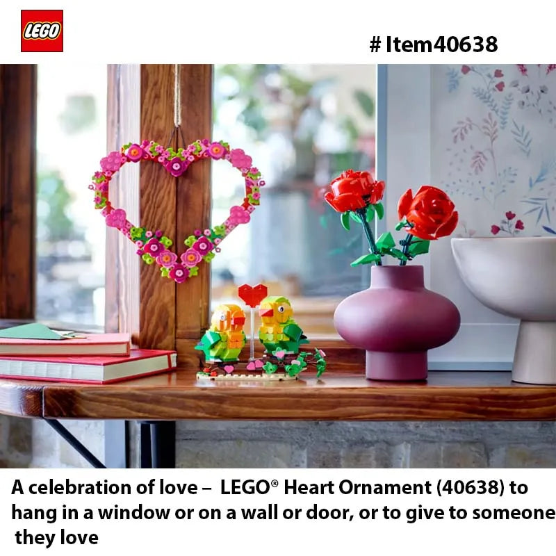 LEGO 40638 Heart Ornament Building Toy Set  - Gift for Valentines Day for Kids - Display on The Wall as Home Decoration