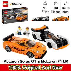 LEGO 76918 Speed Champion McLaren Solus GT & McLaren F1 LM  Toy Blocks, Present, Vehicle,  Boys and girl, Ages 9 and Up，581PCS
